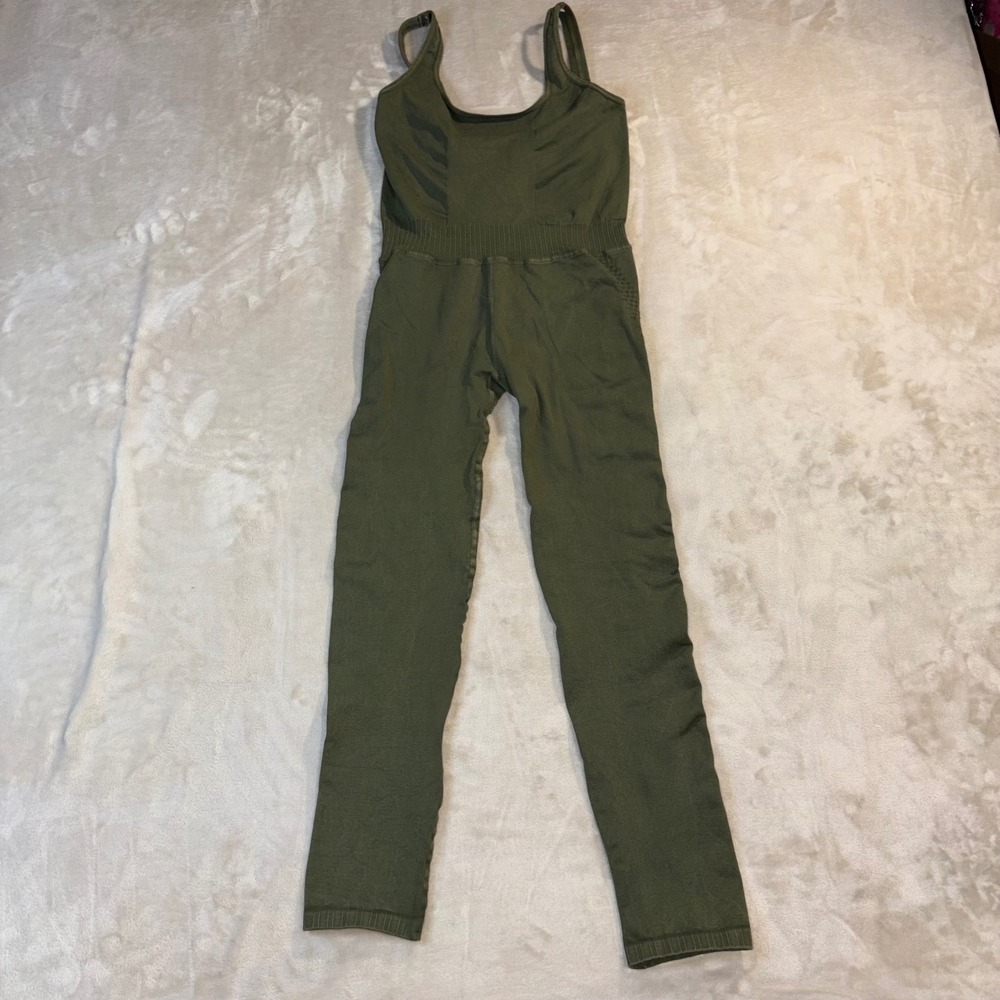 Free People Movement Good Karma Jumpsuit Olive Green Seamless Activewear XS/S